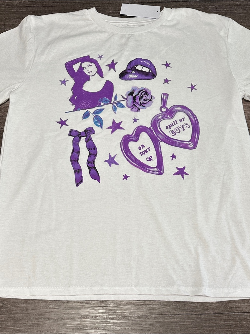 Olivia Rodrigo Graphic Tee White/ Purple Graphic Print Crew Neck Tee
Girl's L